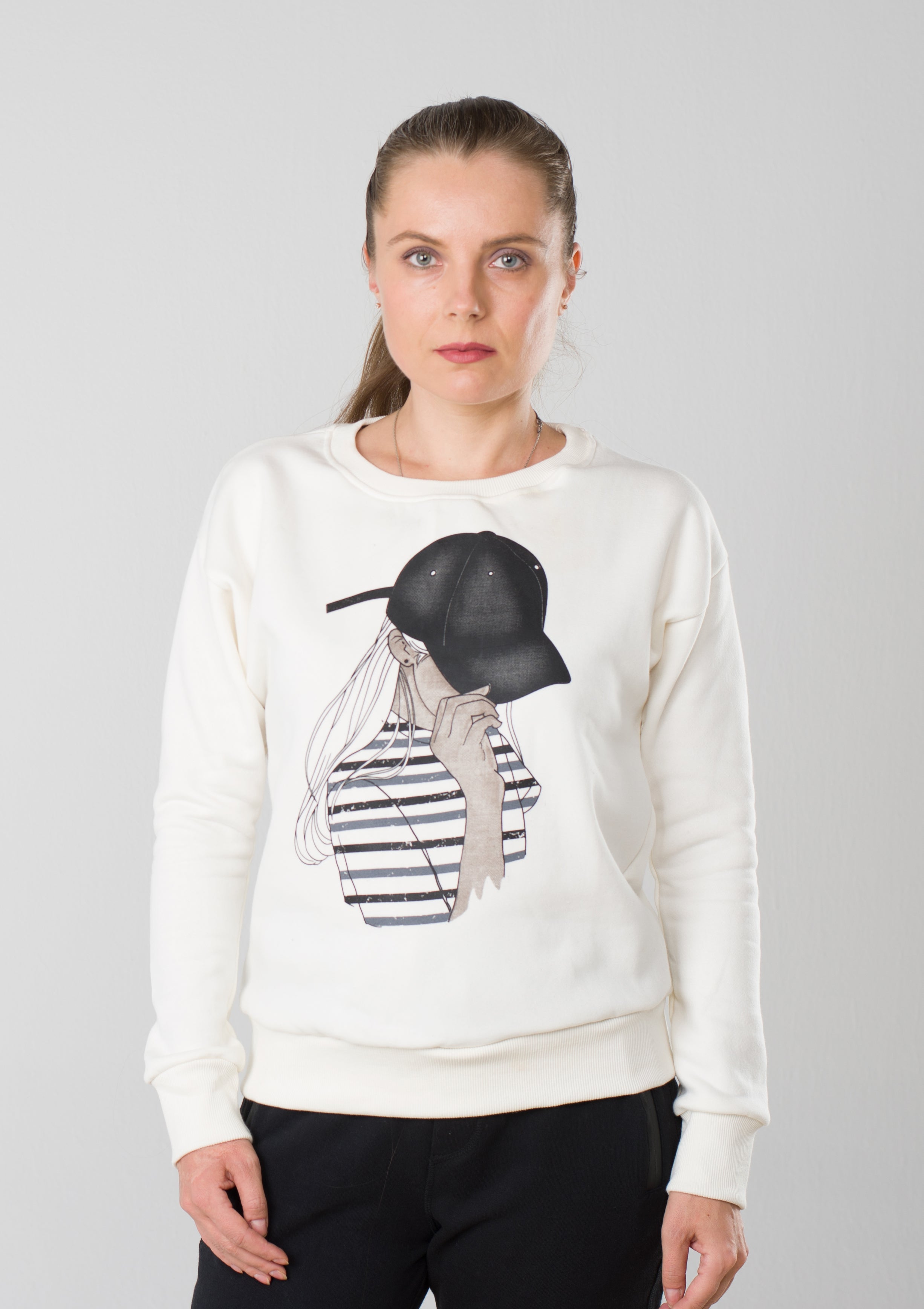 Round Neck Sweatshirt Off white